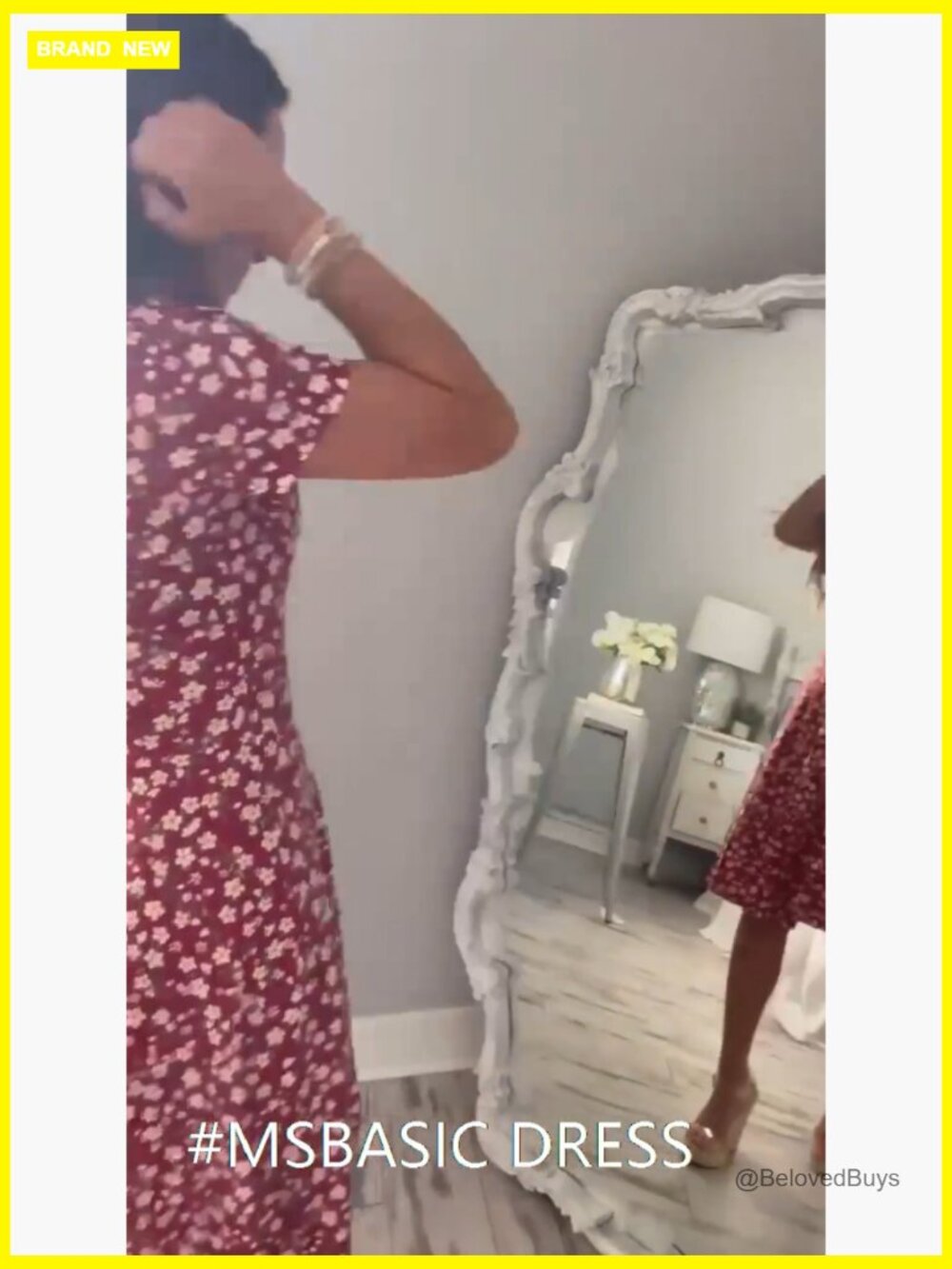 Wrap V-Neck Floral Midi Dress Short Sleeve A-Line Summer Casual - Picture 6 of 7